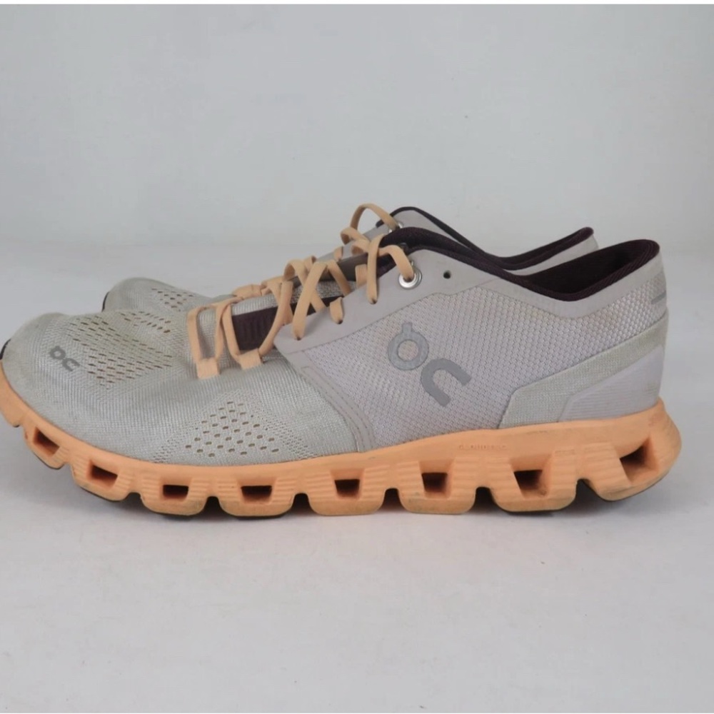 On Cloud X Womens 7.5 Shoes Running Walking Sneaker Gray Orange Lace Up